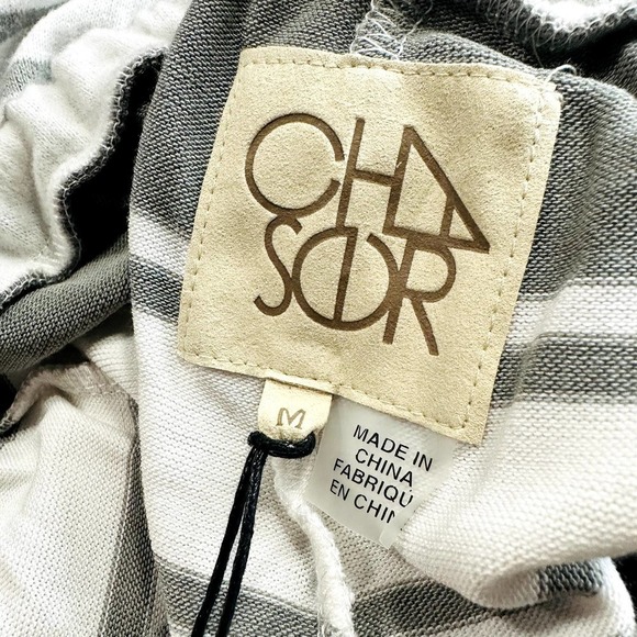 Chaser NWT Love Knit Side Slit Striped Drawstring Ankle Jogger Pants Gray Medium - Picture 6 of 6